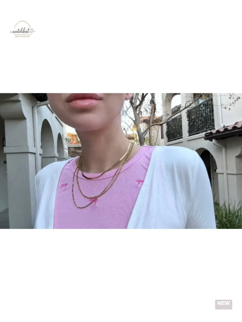 3 Piece Layered Gold Plated Necklace Set Cuban Herringbone Figaro Chain Stack